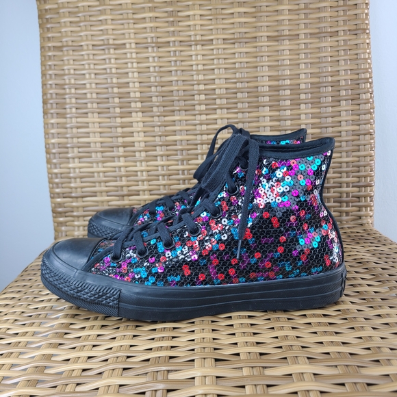Converse All Star Chuck Taylor Multicolor Sequin High-Top Sneakers Shoes Size 8 - Picture 5 of 16